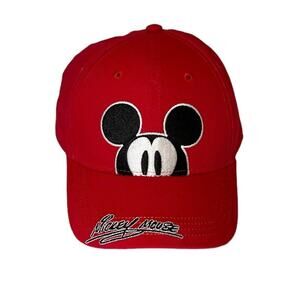Disney Classic Peeking Mickey Mouse Red Baseball Hat Golf‎ Cap Youth Adjustable
